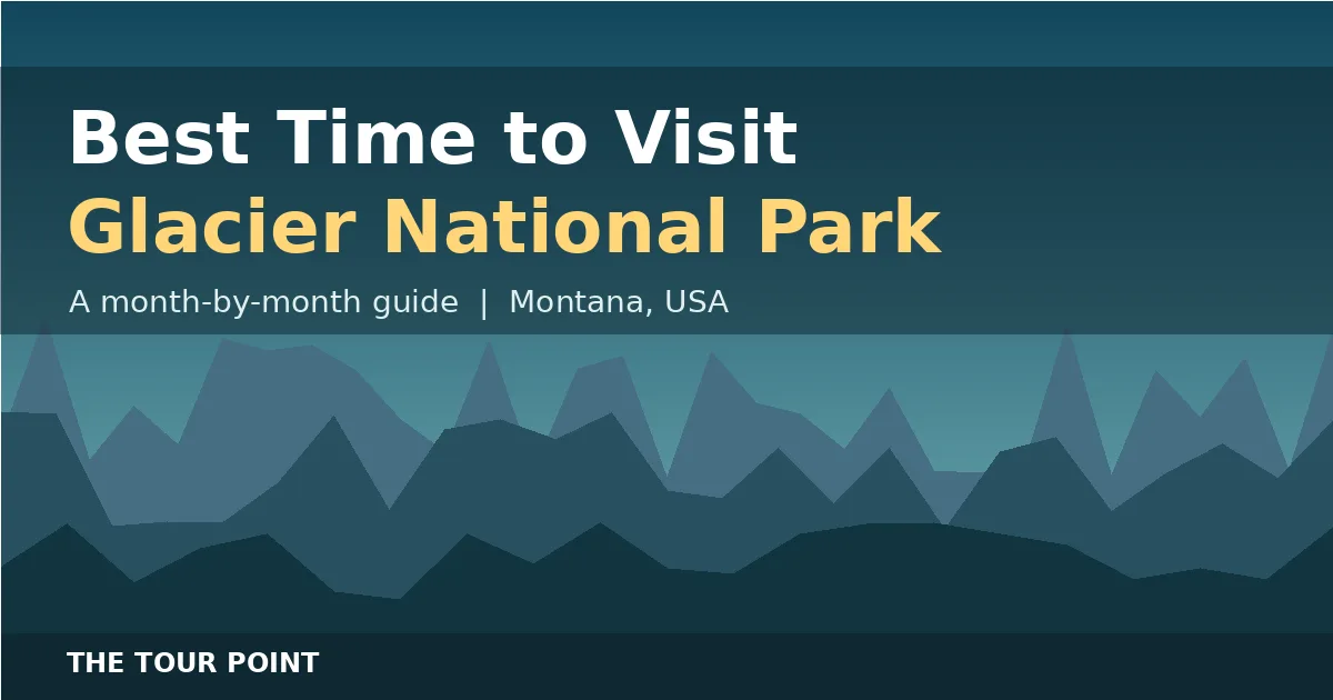 Illustrated mountain graphic for the best time to visit Glacier National Park